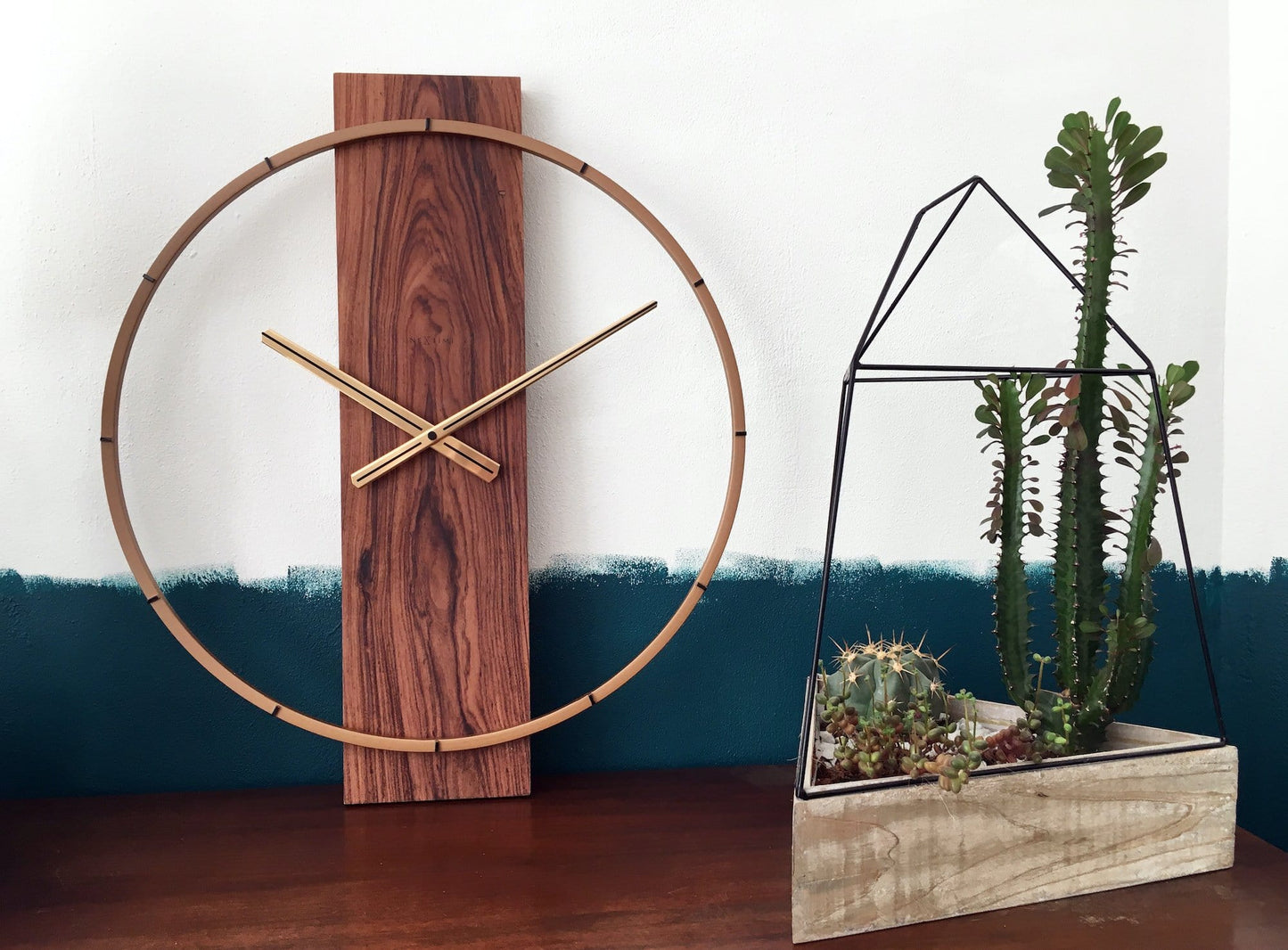 Wandklok Groot Hout/Metaal – Industrieel Design – 58 cm