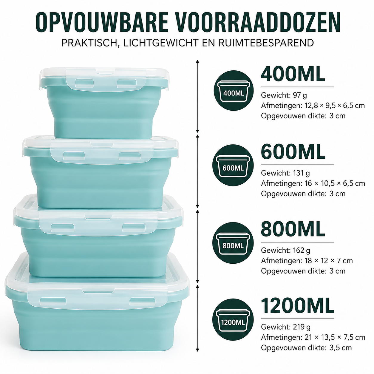 Opvouwbare lunchbox set