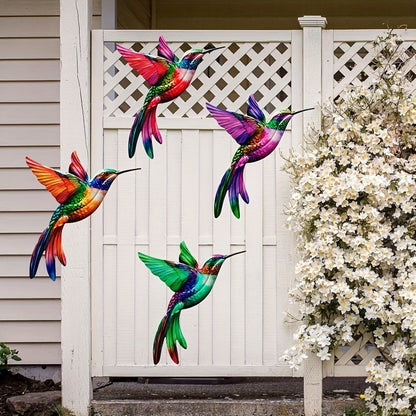 Kolibrie Wanddecoratie Metaal Set 4 Stuks