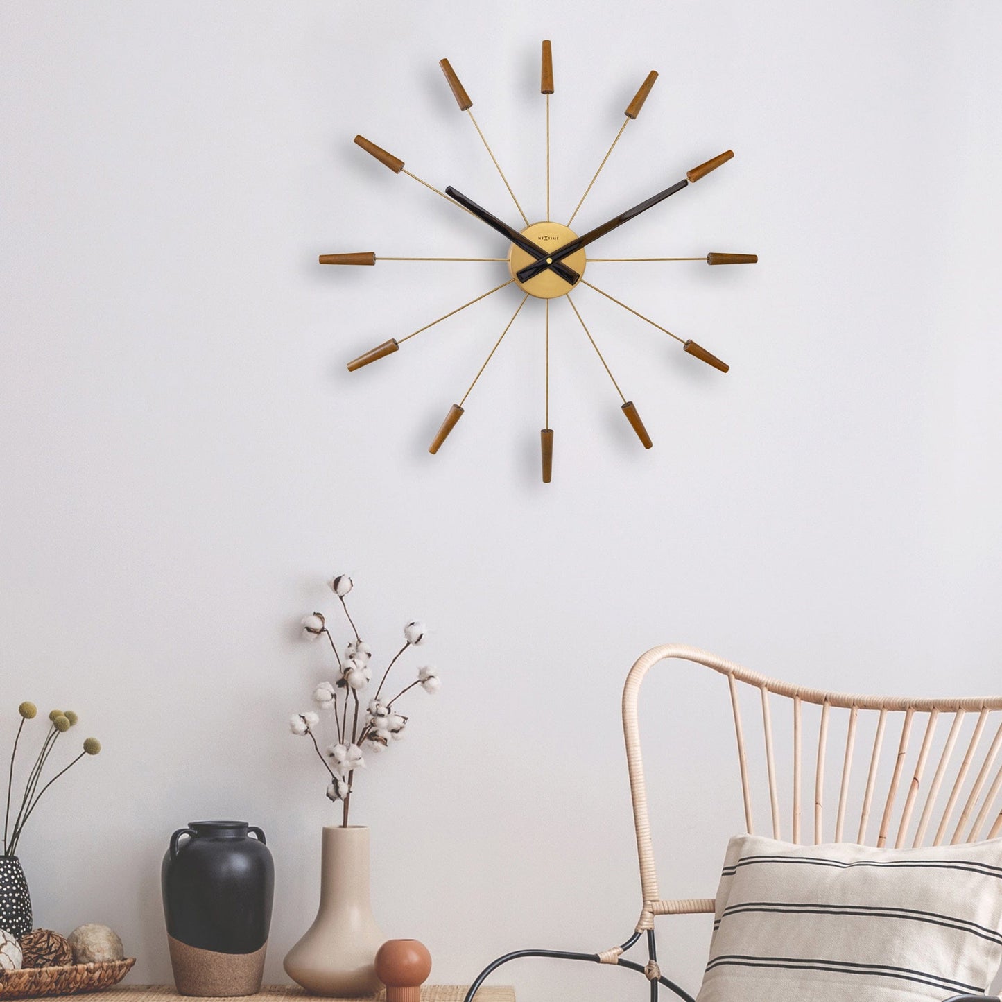 Stille Wandklok 58 cm Hout/RVS