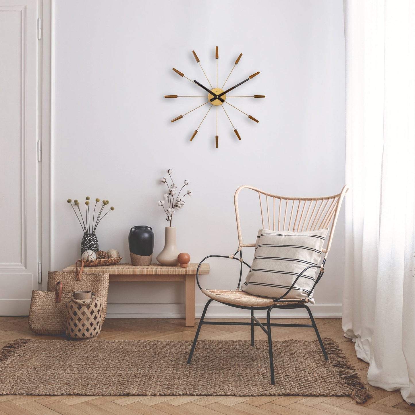 Stille Wandklok 58 cm Hout/RVS