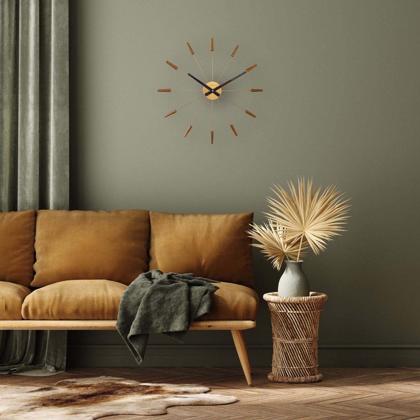 Stille Wandklok 58 cm Hout/RVS