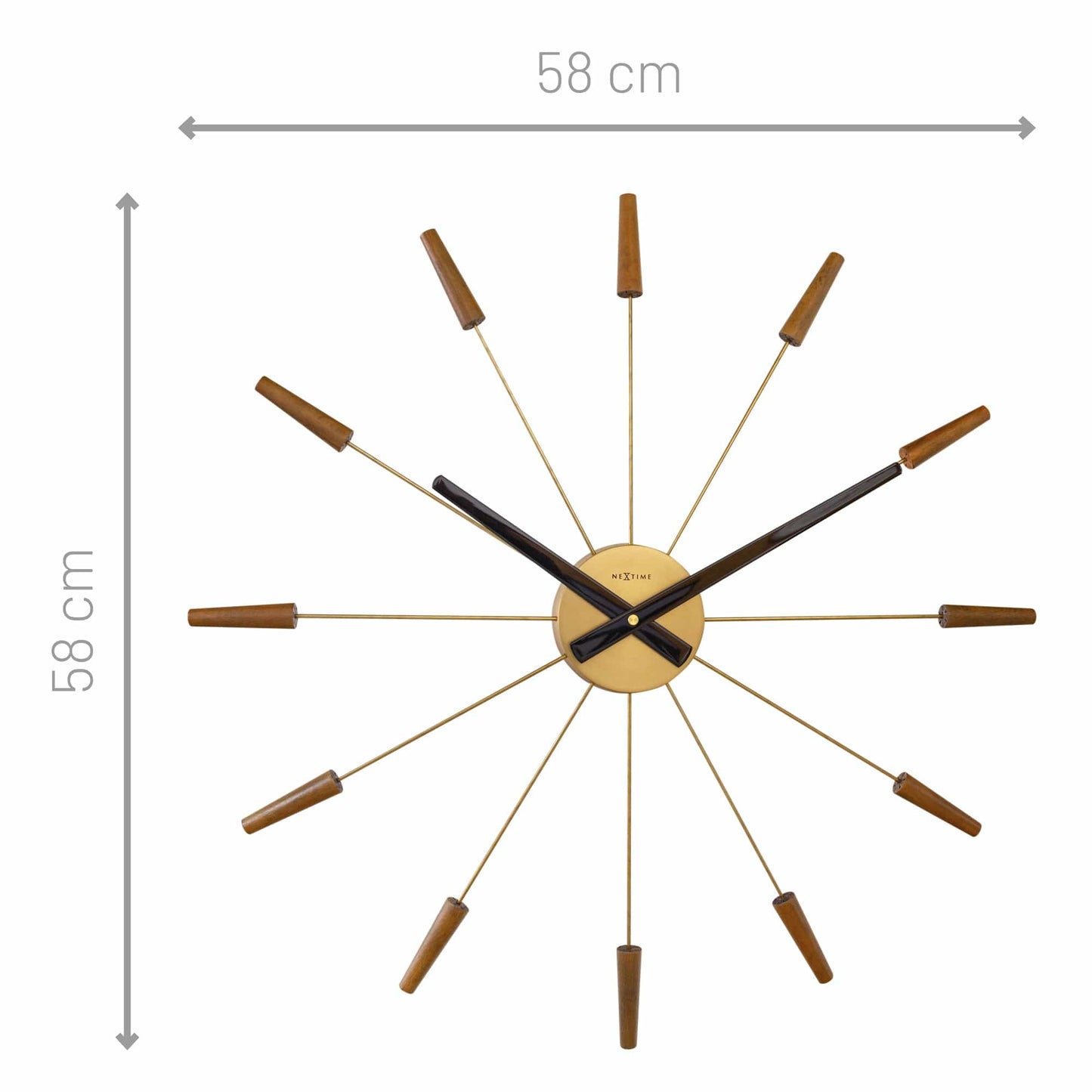 Stille Wandklok 58 cm Hout/RVS
