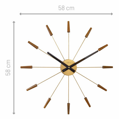 Stille Wandklok 58 cm Hout/RVS