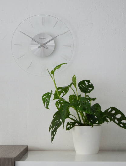 Wandklok 26 cm Aluminium/Glas – Design Klok