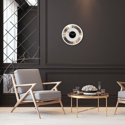 Wandklok 31 cm Aluminium/Glas – Retro Design – Retro