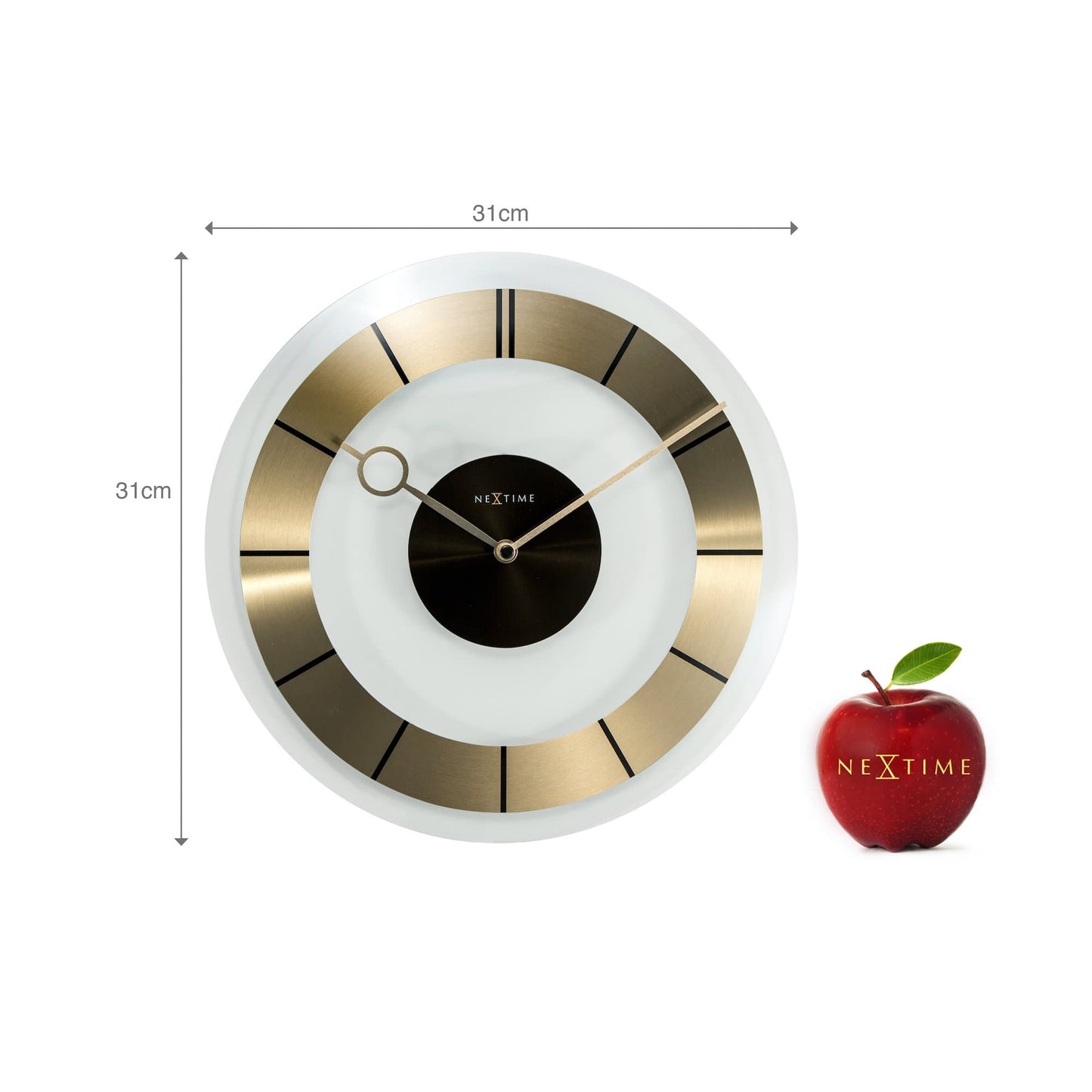 Wandklok 31 cm Aluminium/Glas – Retro Design – Retro