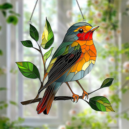 Roodborstje Raamhanger – Acryl Vogel Raamdecoratie 20 cm