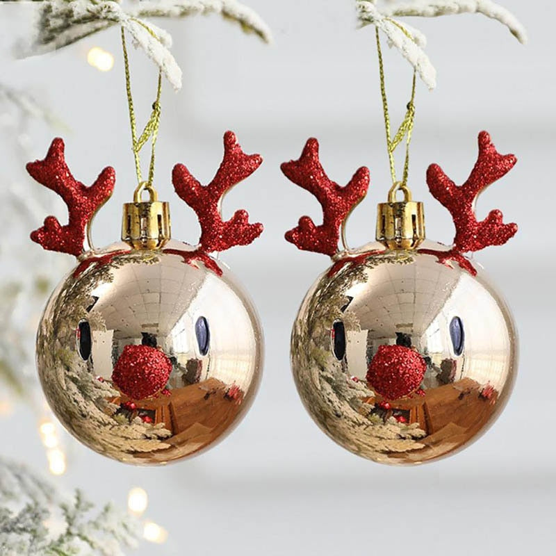 Kerstballen Set Rendier 2 Stuks Kersthanger Kerstdecoratie Ornamenten