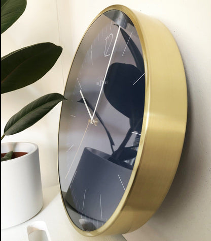 Wandklok 34 cm Glas/Metaal – Vintage Goud Design