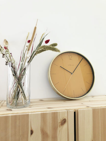 Wandklok 34 cm Glas/Metaal – Vintage Goud Design