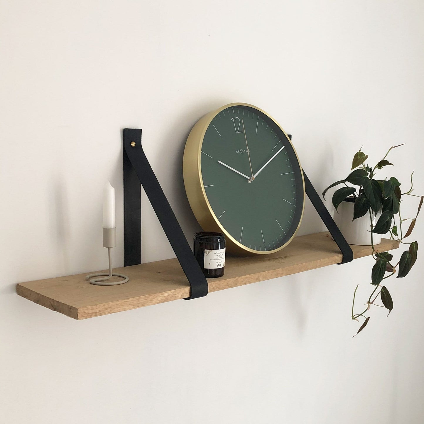 Wandklok 34 cm Glas/Metaal – Vintage Goud Design