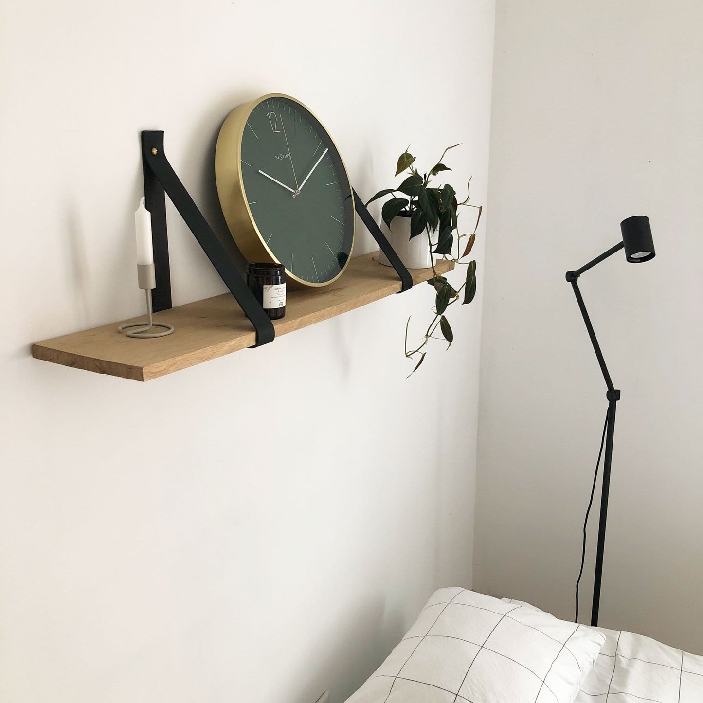 Wandklok 34 cm Glas/Metaal – Vintage Goud Design