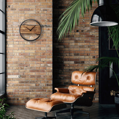 Stille Wandklok 30 cm Hout/Metaal – Design Klok