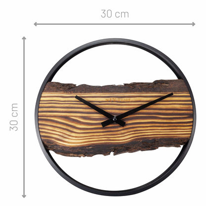Stille Wandklok 30 cm Hout/Metaal – Design Klok