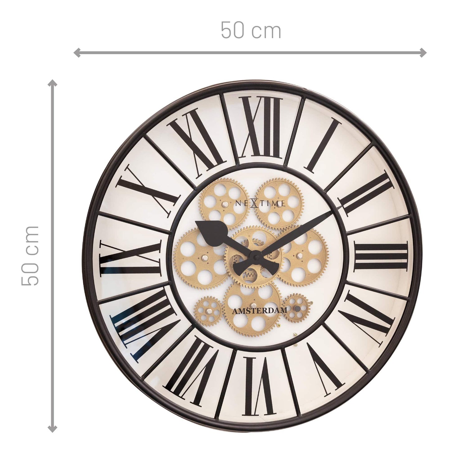 Wandklok 50 cm Tandwielen – Industriële Design Klok