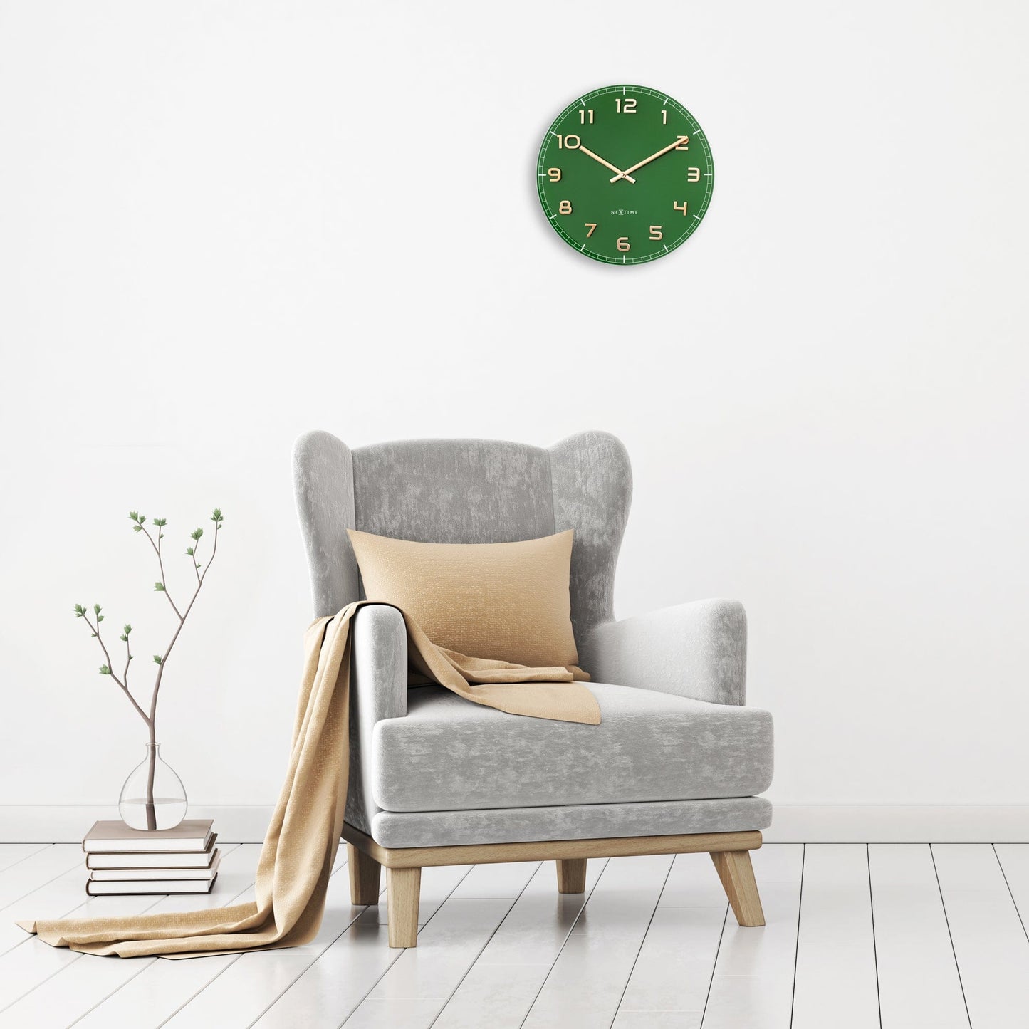 Stille Wandklok 40 cm Aluminium/Glas