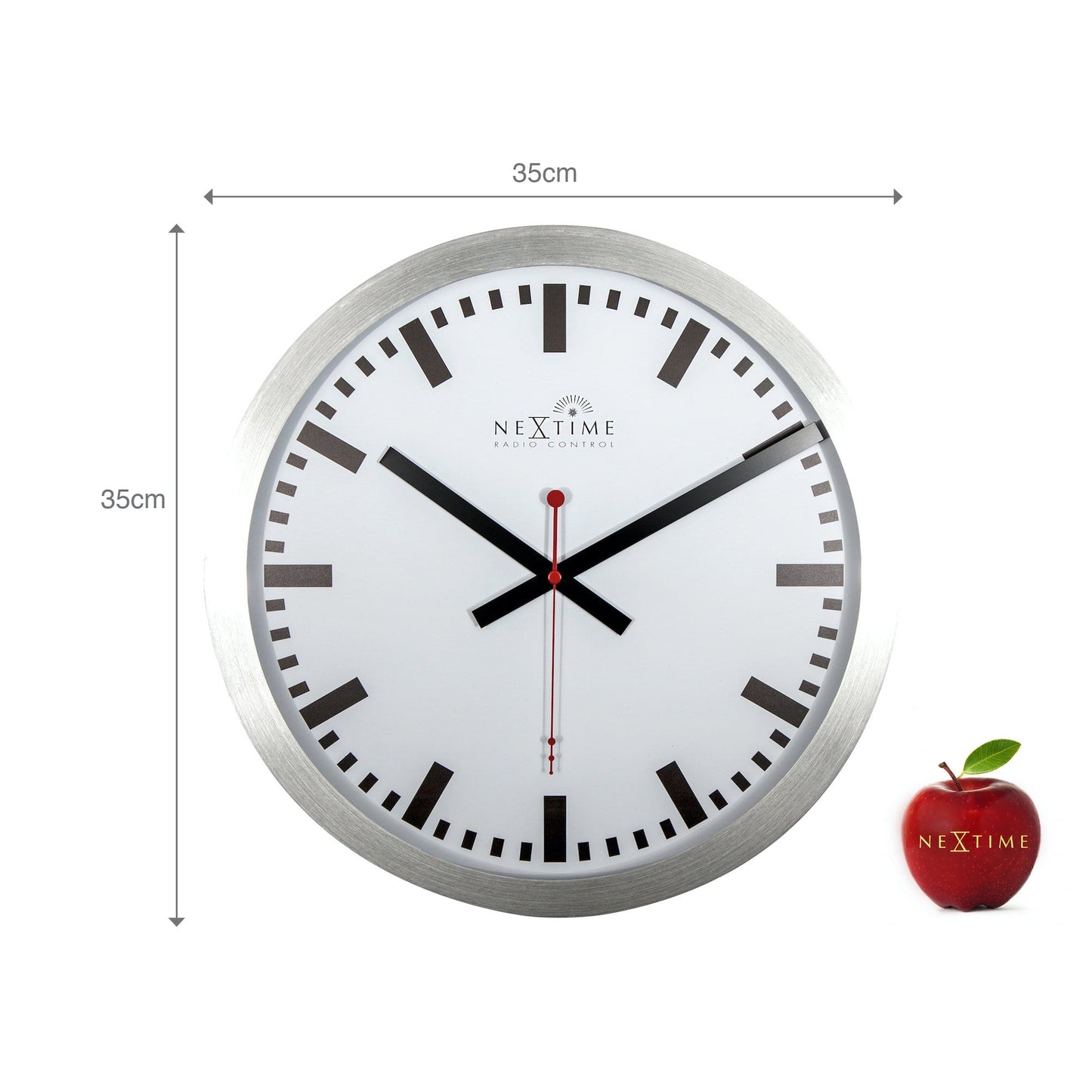 Radiogestuurde Wandklok 35 cm Aluminium