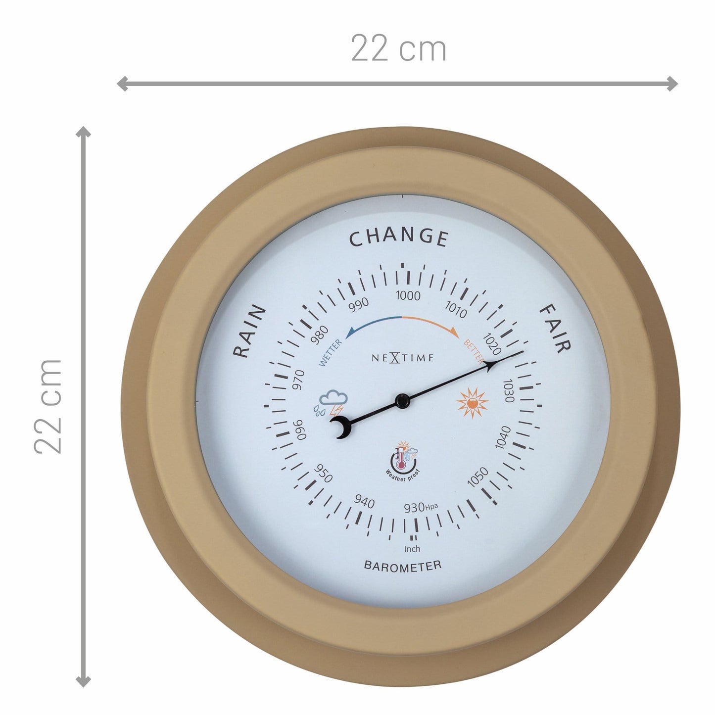 Barometer Buiten 22 cm – Weerbestendig Metaal