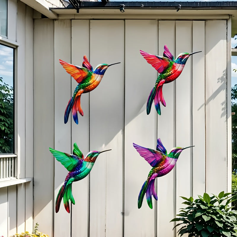 Kolibrie Wanddecoratie Metaal Set 4 Stuks