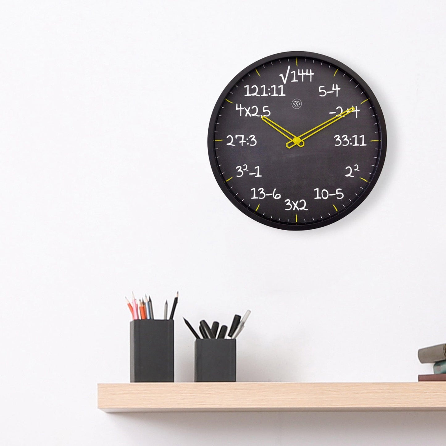 Stille Wandklok 30 cm Kunststof – Wiskunde Design
