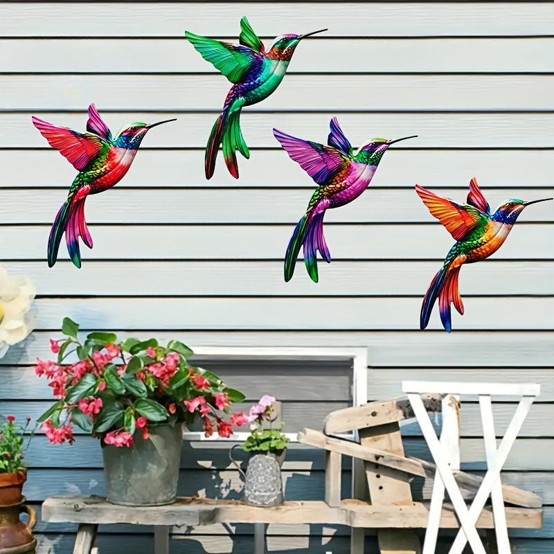 Kolibrie Wanddecoratie Metaal Set 4 Stuks