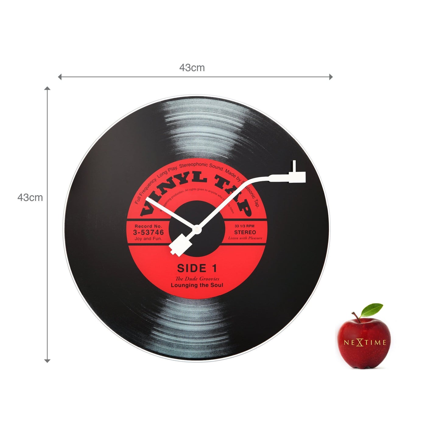 Wandklok 43 cm Glas – Vinyl Design Klok