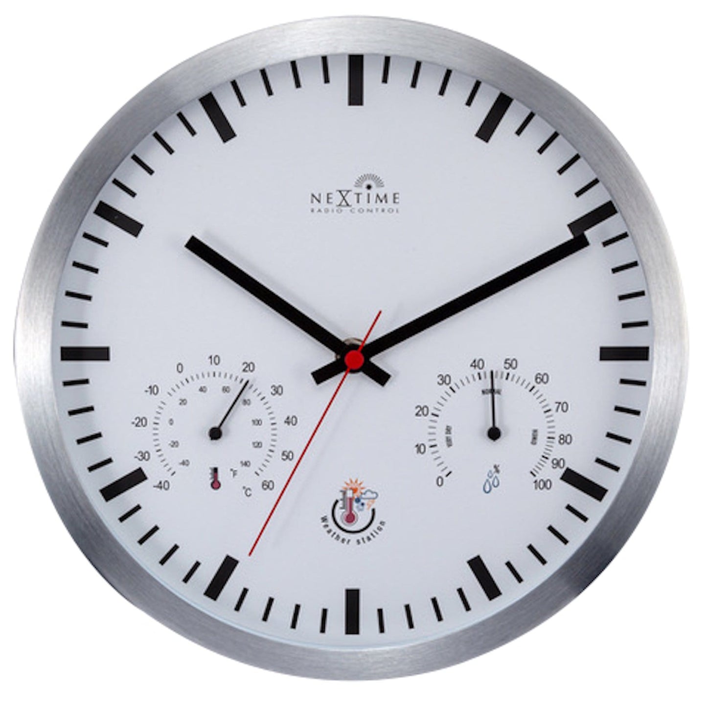 Radiogestuurde Wandklok 25 cm – Weerstation Klok – Station Clock