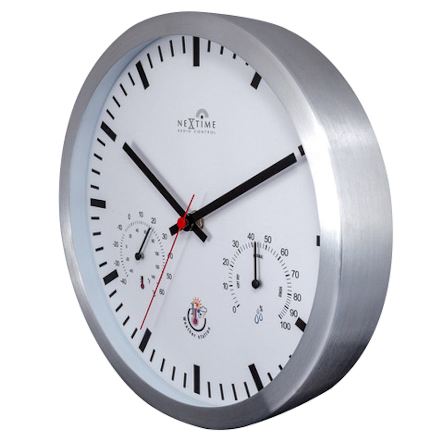 Radiogestuurde Wandklok 25 cm – Weerstation Klok – Station Clock
