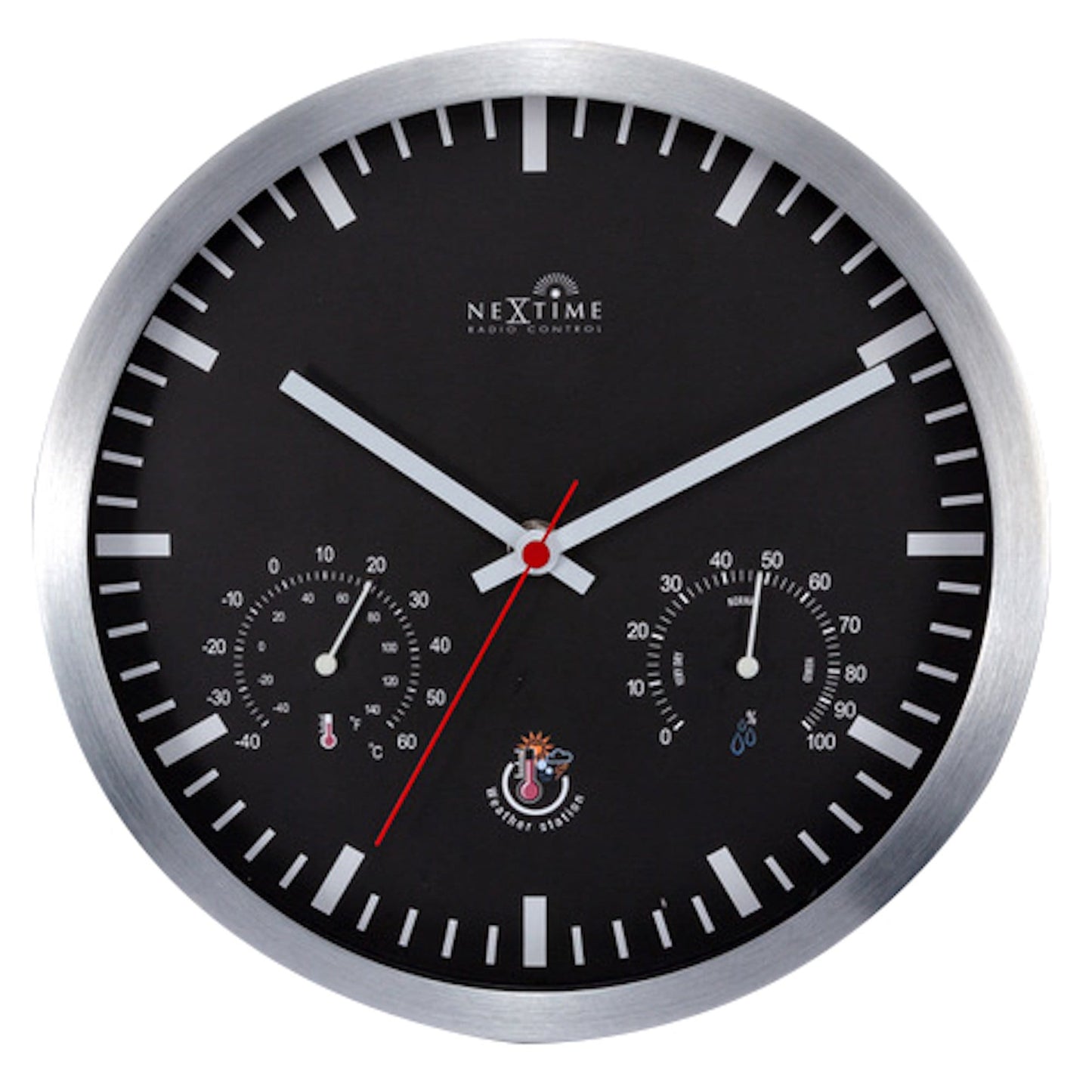 Radiogestuurde Wandklok 25 cm – Weerstation Klok – Station Clock
