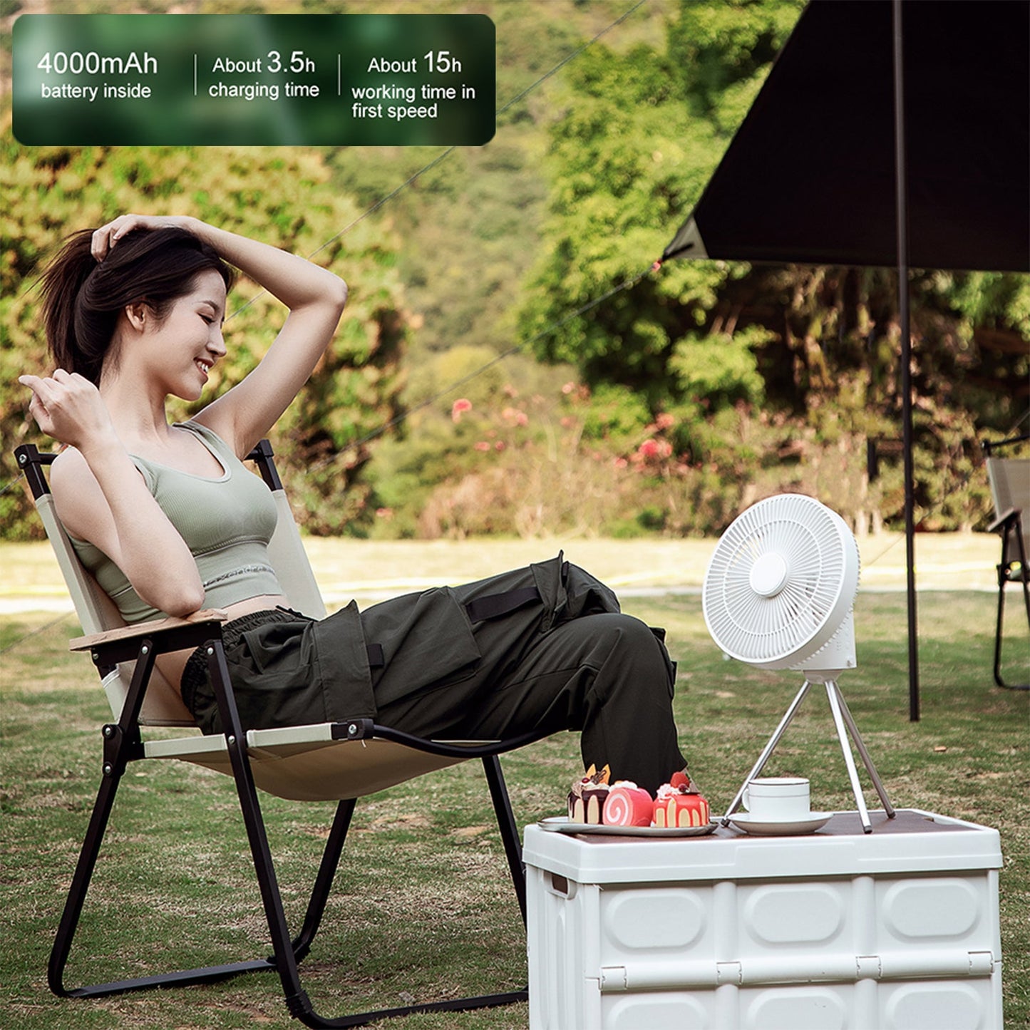 Oplaadbare Campingventilator.