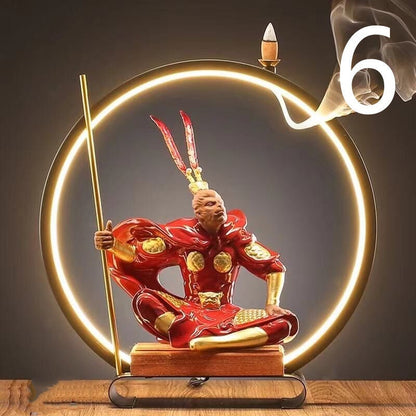Chinese Stijl Backflow Wierookhouder met LED Ring