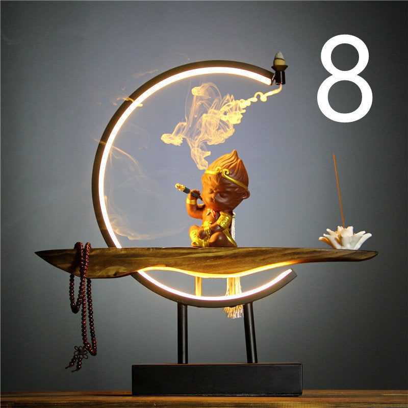 Chinese Stijl Backflow Wierookhouder met LED Ring