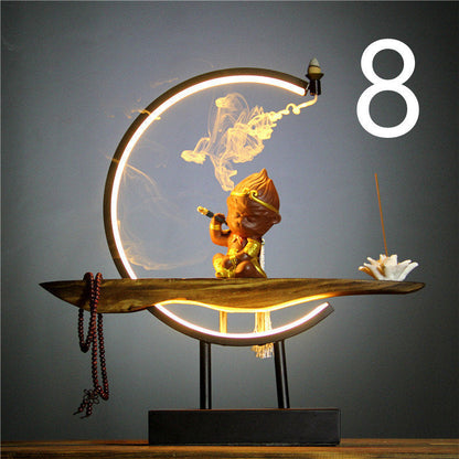 Chinese Stijl Backflow Wierookhouder met LED Ring