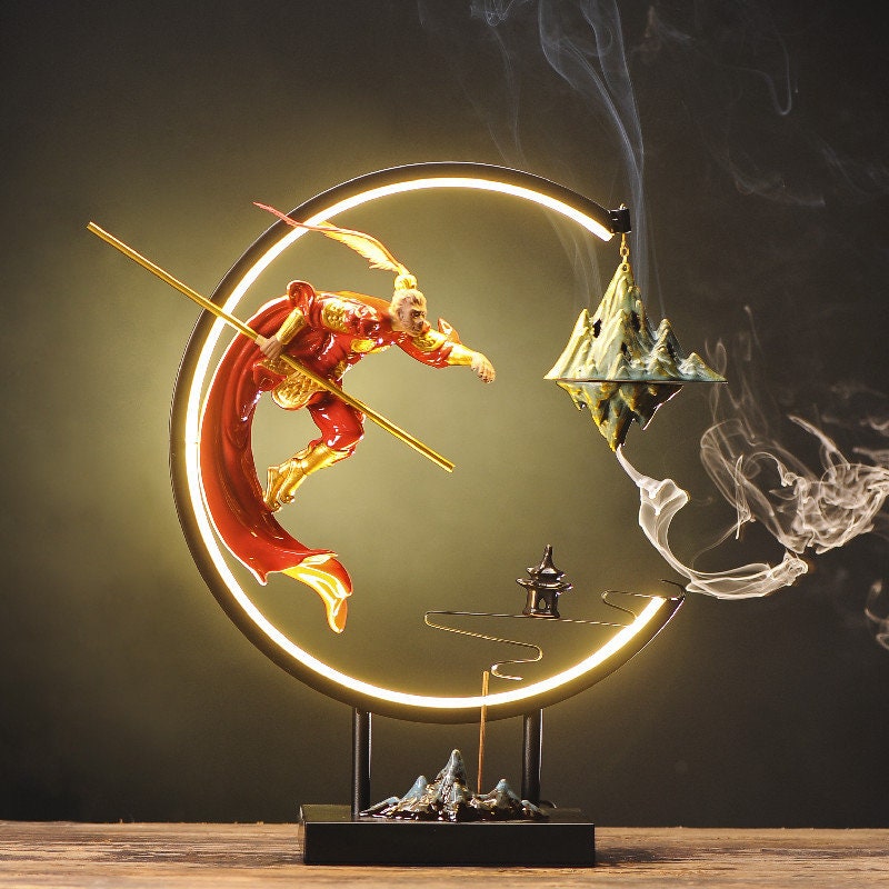 Chinese Stijl Backflow Wierookhouder met LED Ring