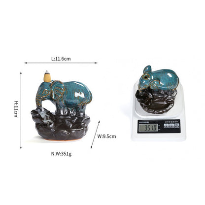 Blauwe Olifant Backflow Wierookhouder