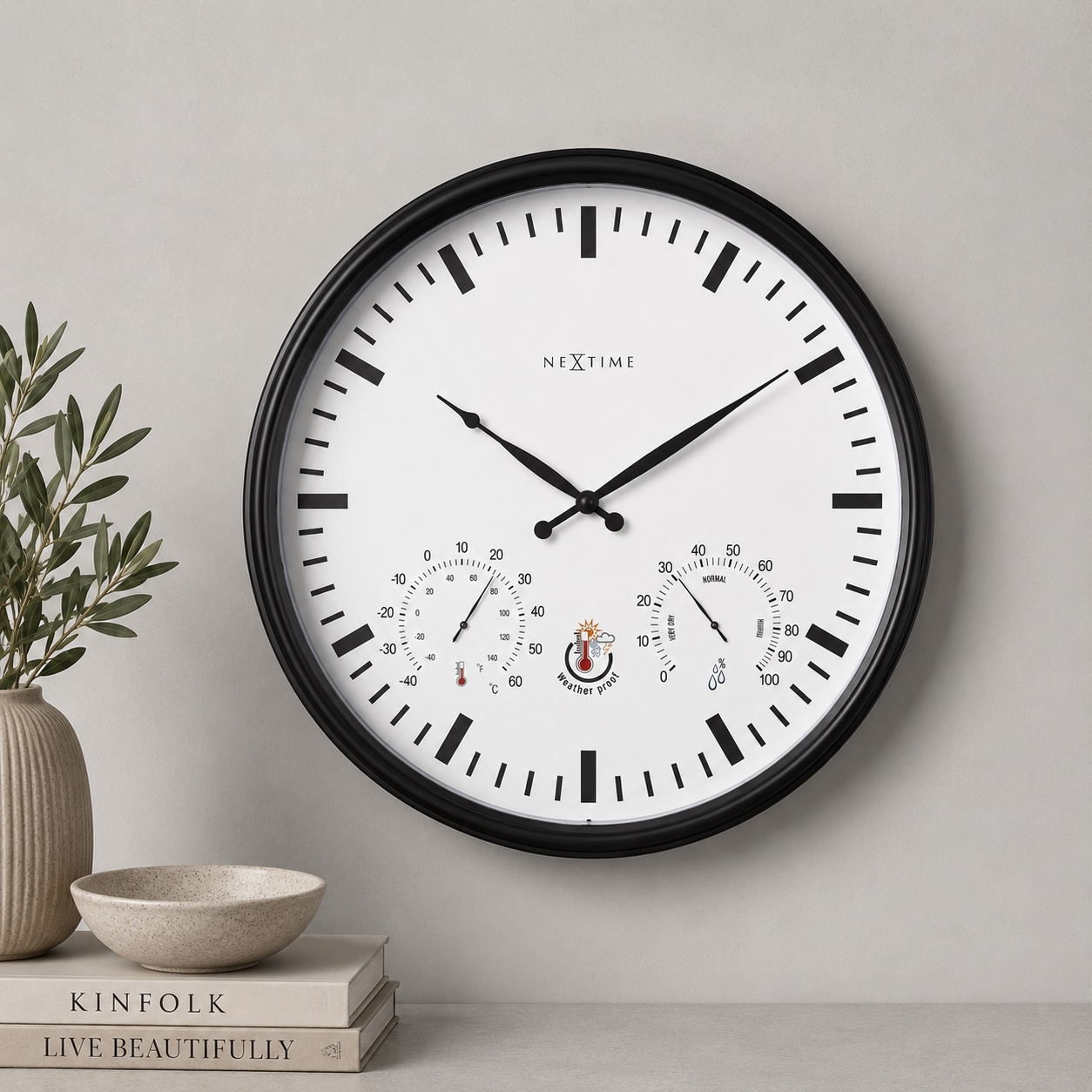 Buiten Wandklok 50,5 cm Weerbestendig – Grote Design Klok – Sunflower