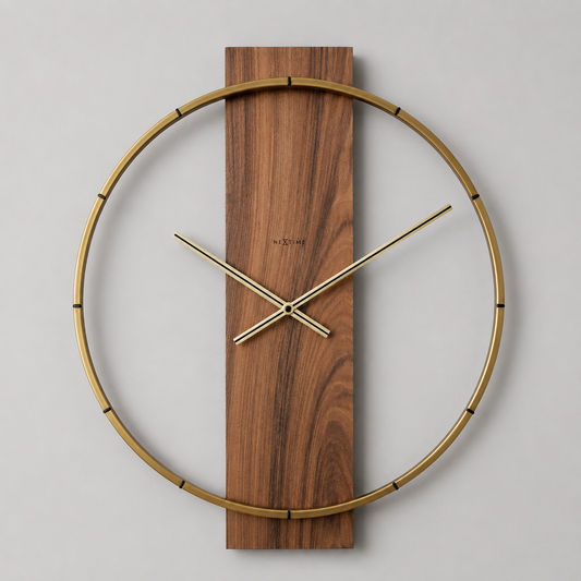Wandklok Groot Hout/Metaal – Industrieel Design – 58 cm