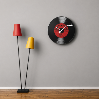 Wandklok 43 cm Glas – Vinyl Design Klok