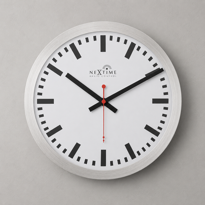 Radiogestuurde Wandklok 35 cm Aluminium
