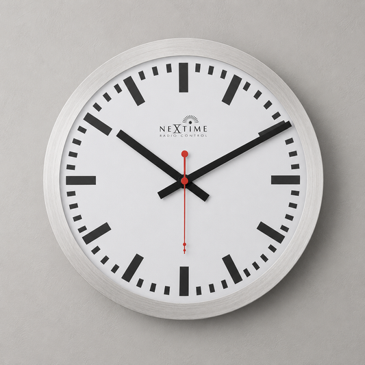 Radiogestuurde Wandklok 35 cm Aluminium