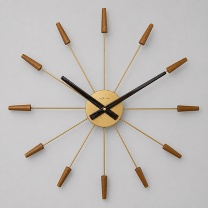 Stille Wandklok 58 cm Hout/RVS