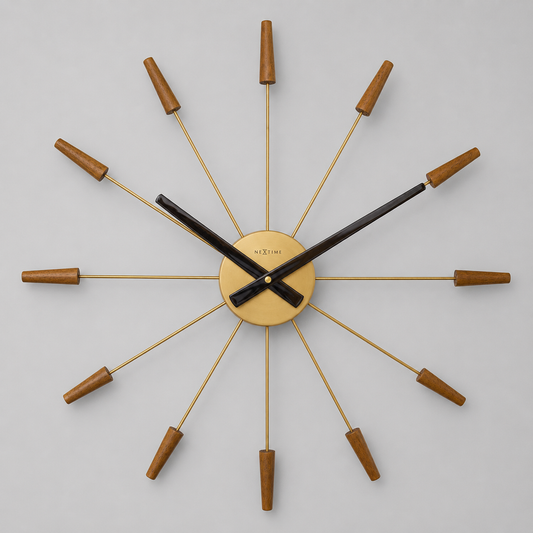 Stille Wandklok 58 cm Hout/RVS