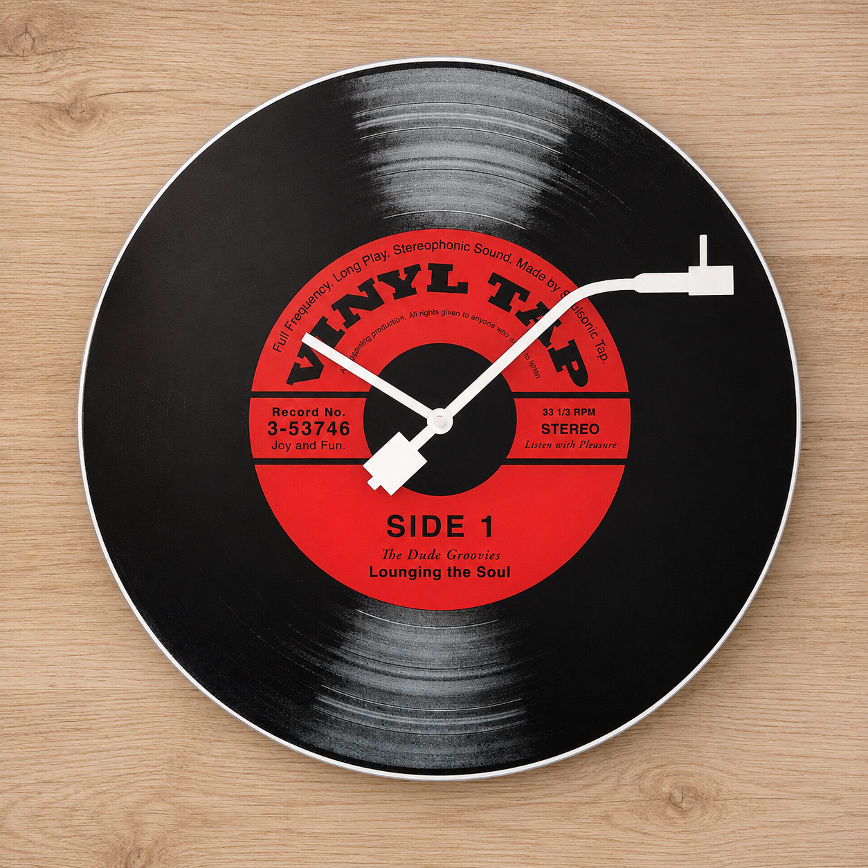 Wandklok 43 cm Glas – Vinyl Design Klok