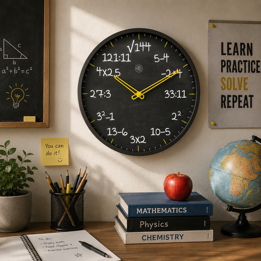Stille Wandklok 30 cm Kunststof – Wiskunde Design