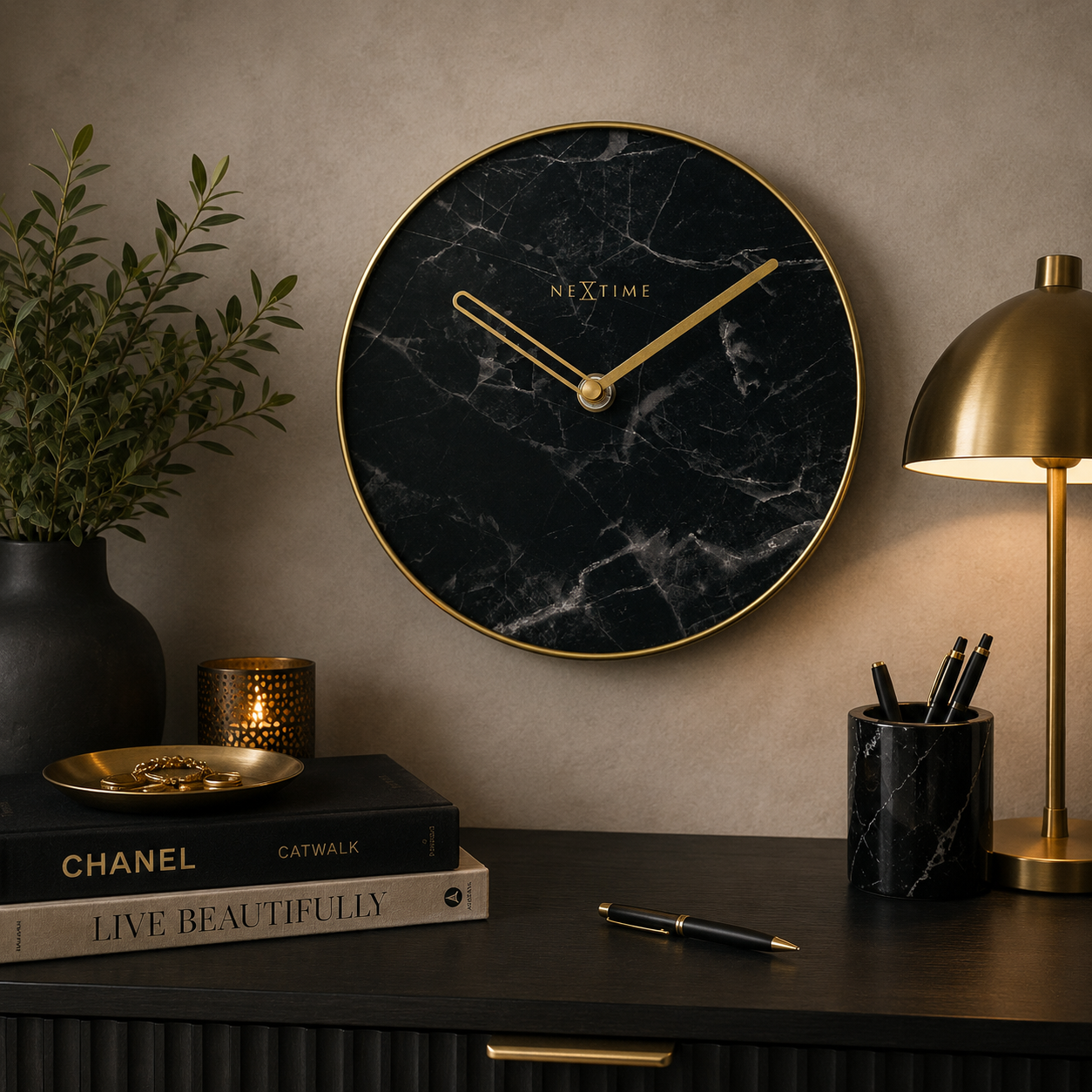 Tafel- en Wandklok 20 cm – Marmer Design – Marble