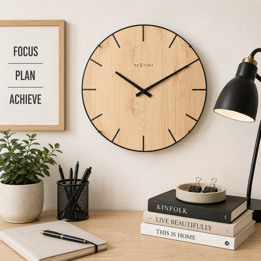 Wandklok 35 cm - Houtlook - Modern Design