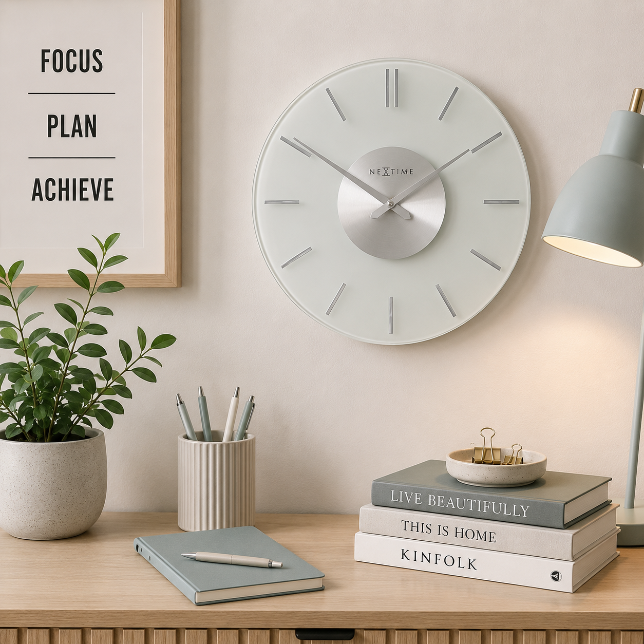 Wandklok 26 cm Aluminium/Glas – Design Klok