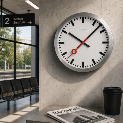 Tafel- en Wandklok Aluminium – Design Klok – Station Stripe