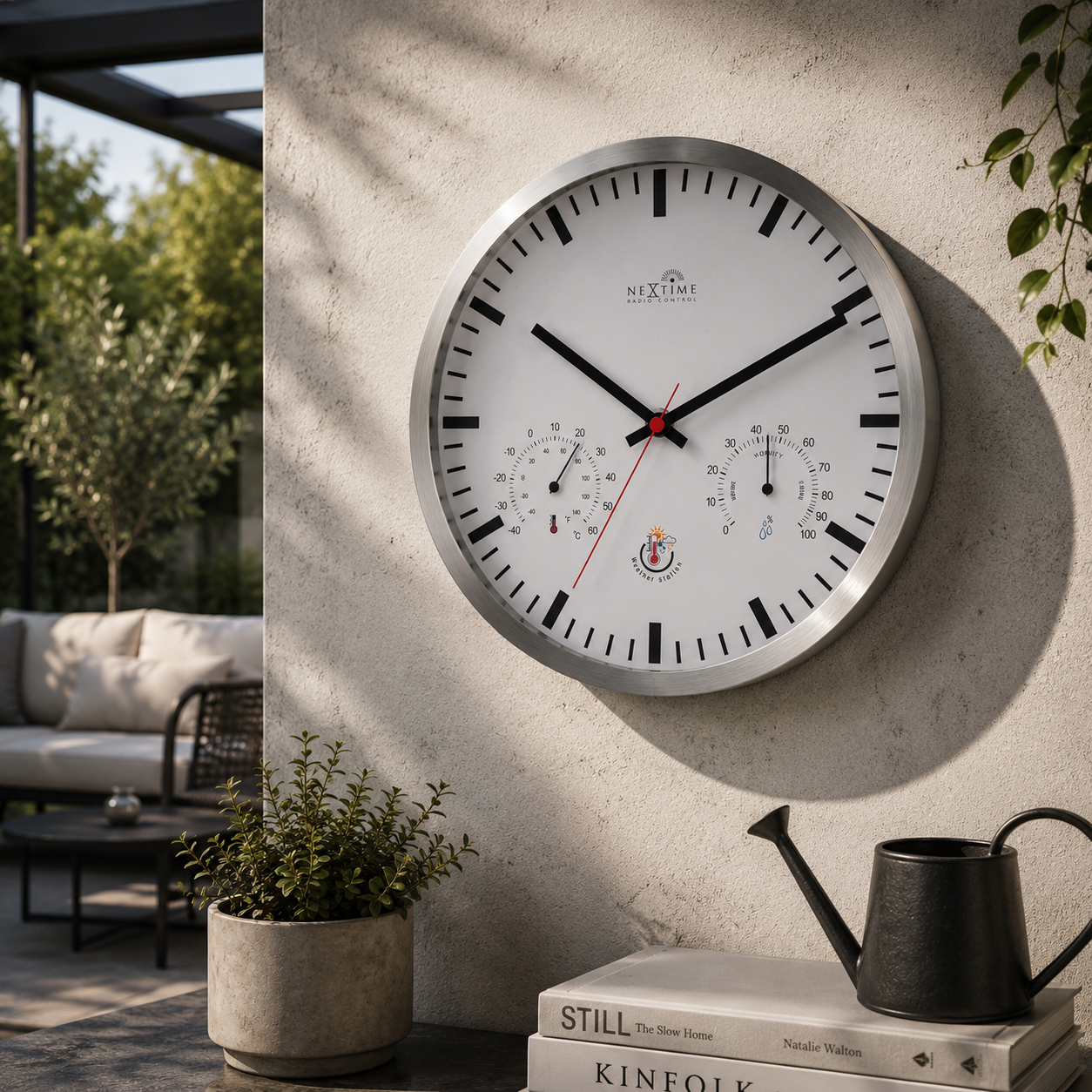 Radiogestuurde Wandklok 25 cm – Weerstation Klok – Station Clock